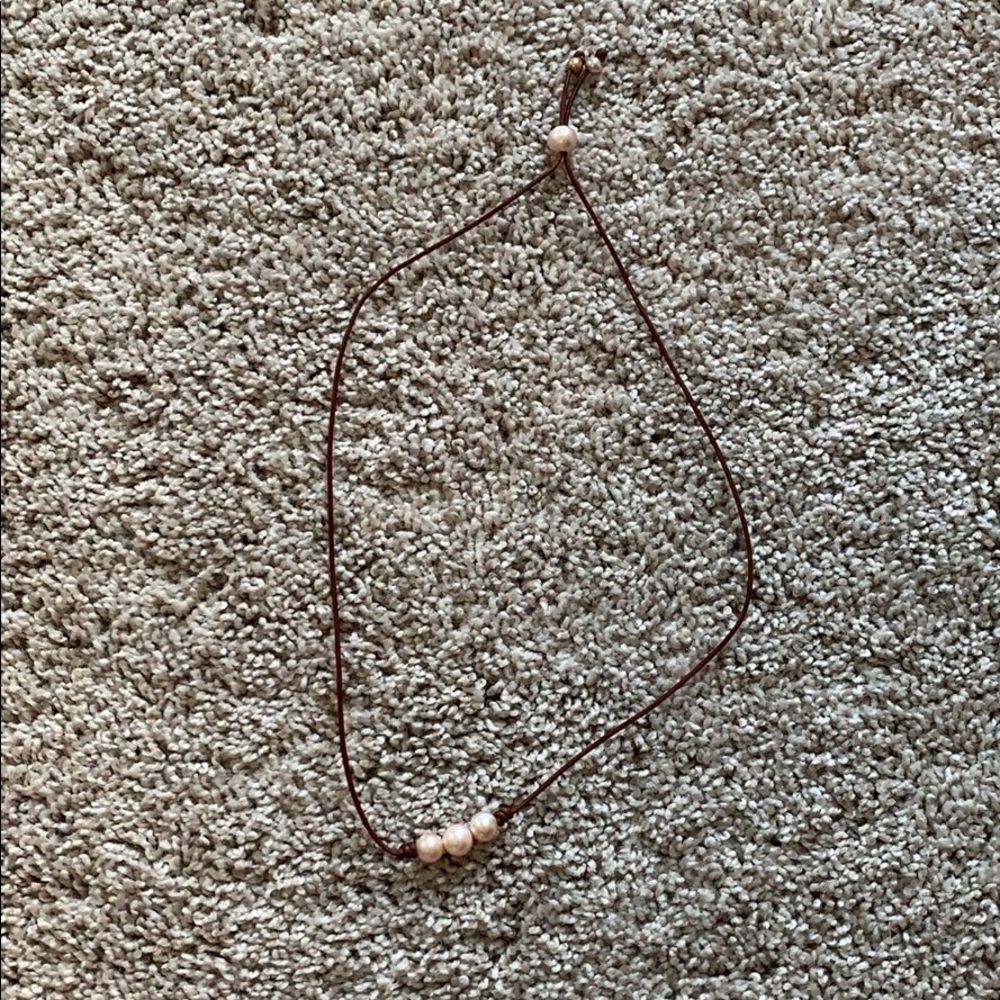 Pink Pearl Leather Necklace